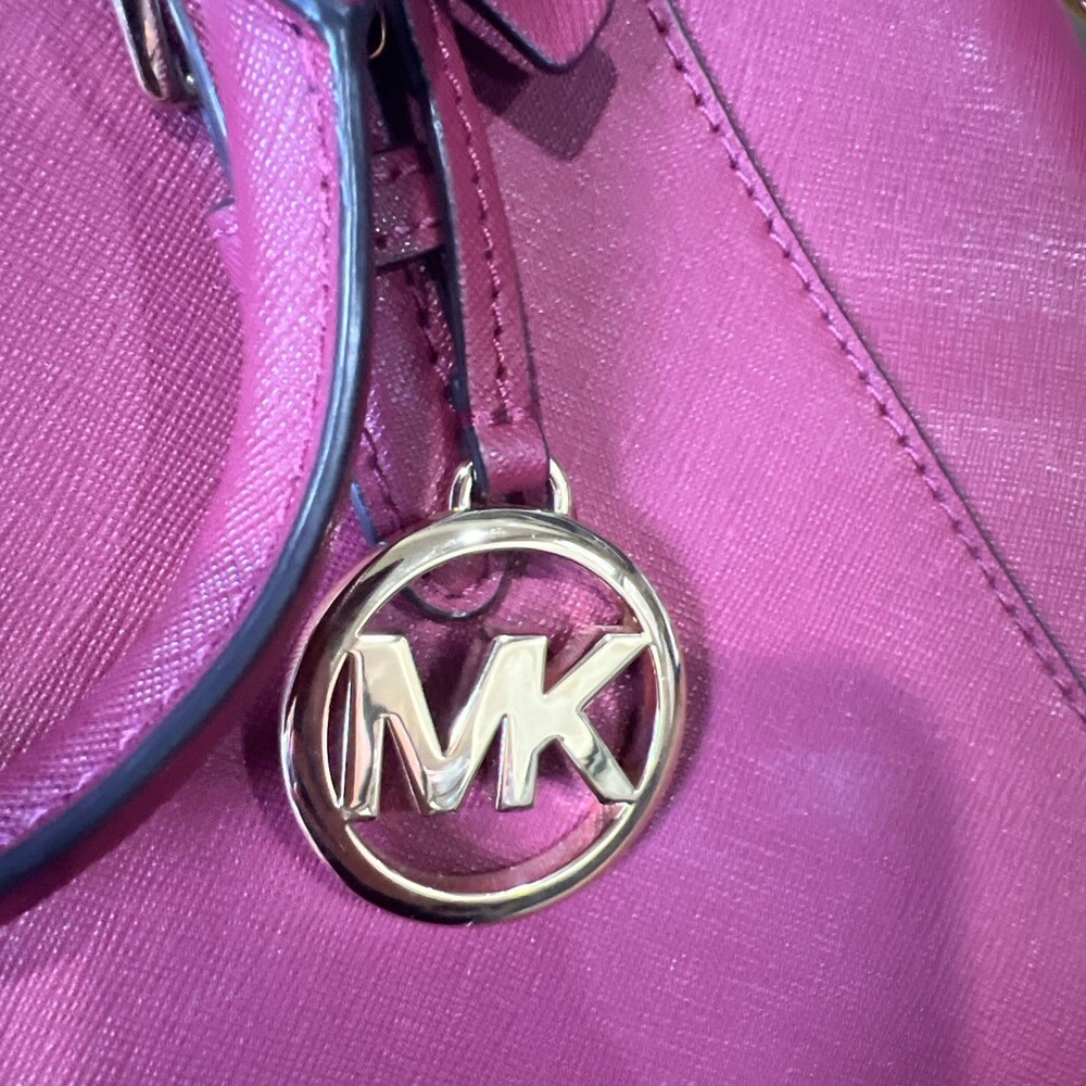 Michael Kors Ciara Saffiano Leather Raspberry Pink Satchel Crossbody Versatile - Picture 16 of 16